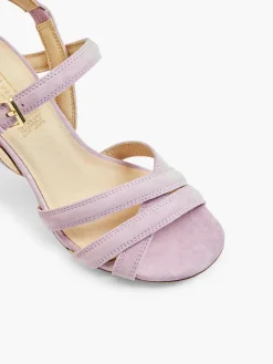 Lilac Leather Open Toe Heeled Sandal