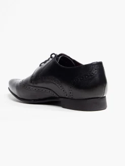 Mens AM Shoe Formal Black Leather Lace-up Shoes