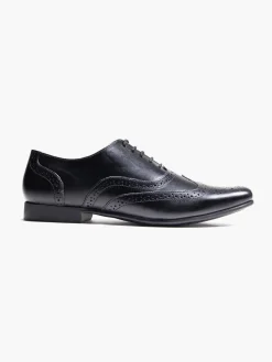 Mens Black Oxford Brogue Formal Lace Up Shoe