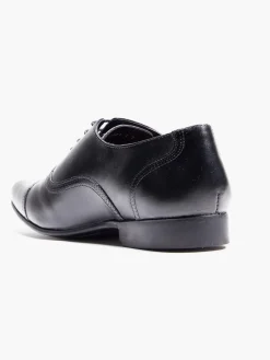 Mens Black Oxford Toe Cap Formal Lace Up Shoe