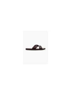 Mens Blue Fin Dark Brown Cross Strap Sandal