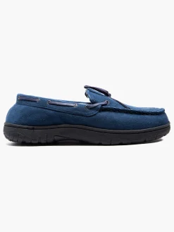 Mens Blue Moccasin Slippers