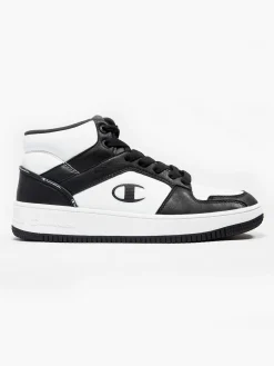 Mens Champion Black/White Rebound 2.0 Mid Trainers