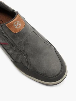 Mens Grey/Brown Casual Slip On