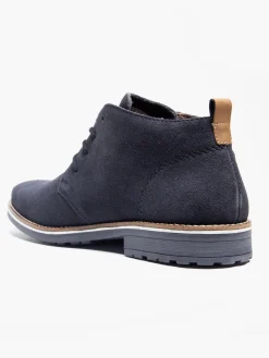 Mens Navy Suede Lace Up Boots