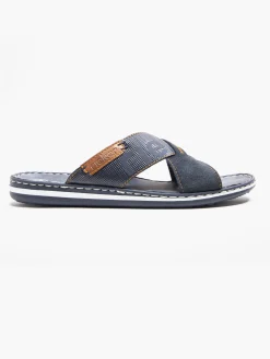 Mens Slip On Navy Sandal