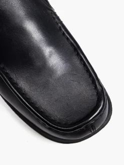 Mens Twin Gusset Slip On Casual Black Shoe