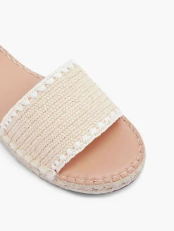 Natural Flat Mule with Whipstitch Edge