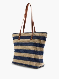 Navy and Beige Striped Summer Bag