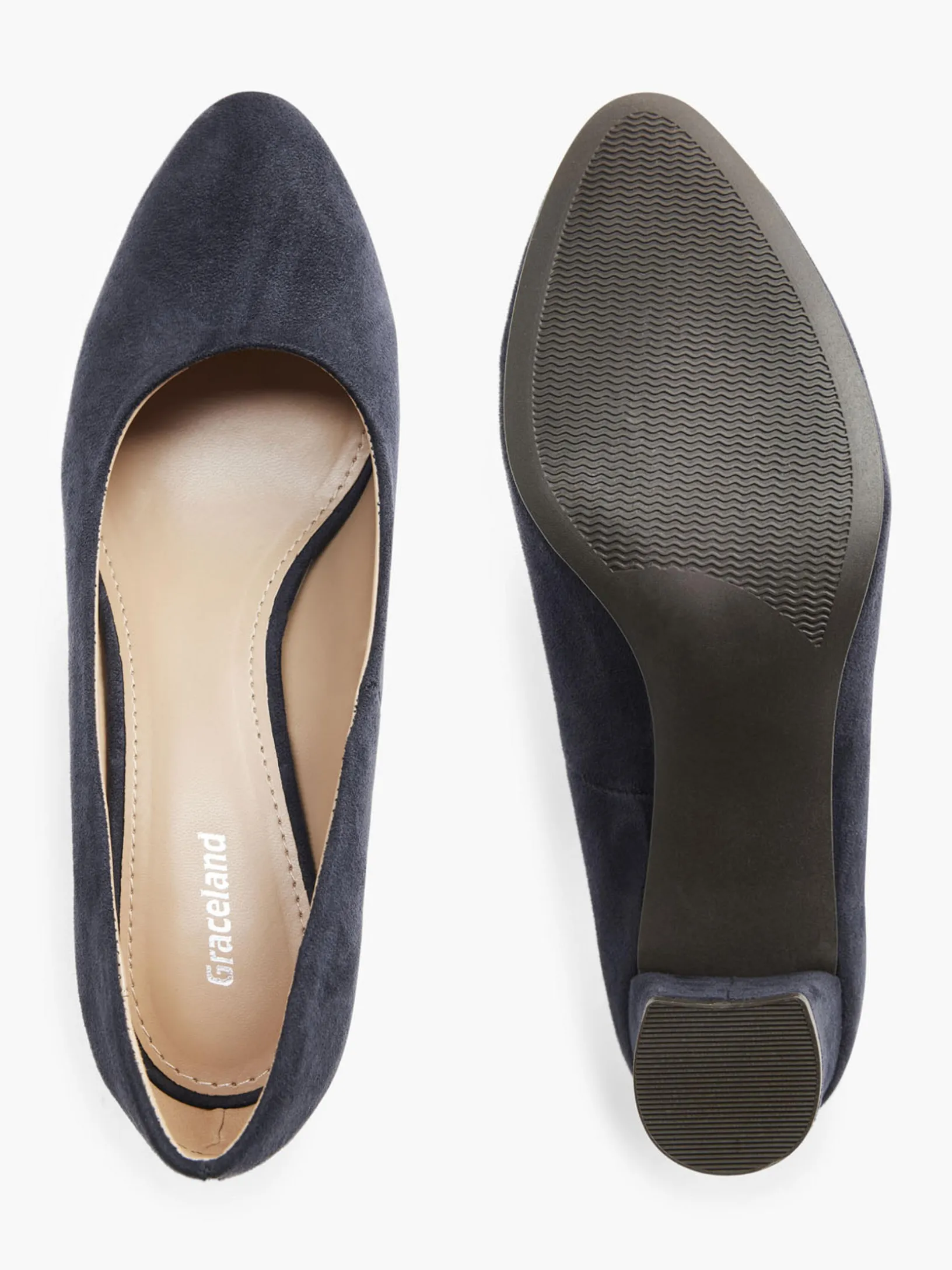 Navy Block Heel