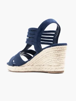 Navy Elasticated Strap Wedge Sandal