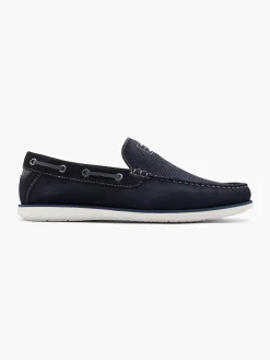 Navy Leather Loafers