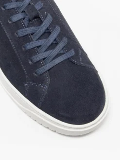 Navy Leather Suede Cupsole Trainers