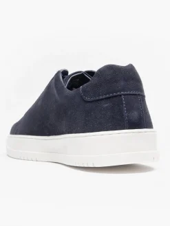 Navy Leather Suede Cupsole Trainers