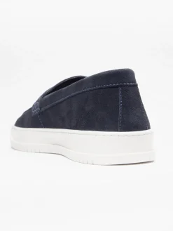 Navy Leather Suede Cupsole Loafer
