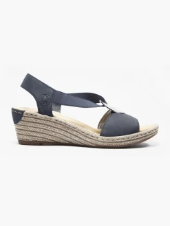 Navy Rieker Wedge Sandal with Circle Ring Detail