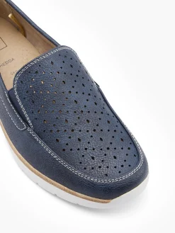 Navy Slip On Wedge Comfort Shoe