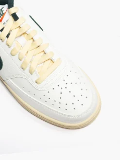Nike White/Green Court Vision Low NN Lace-up Trainer