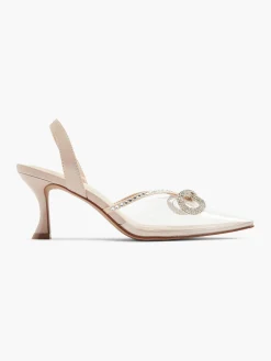 Nude Bow Detail Slingback Heel with Perpex Panelling