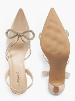 Nude Bow Detail Slingback Heel with Perpex Panelling