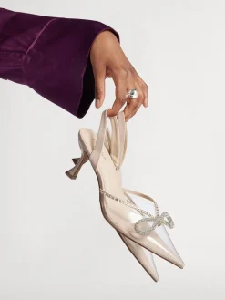 Nude Bow Detail Slingback Heel with Perpex Panelling