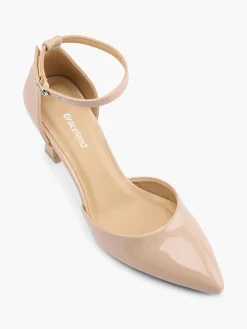 Nude Patent Ankle Strapped Heel