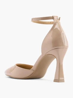Nude Patent Ankle Strapped Heel