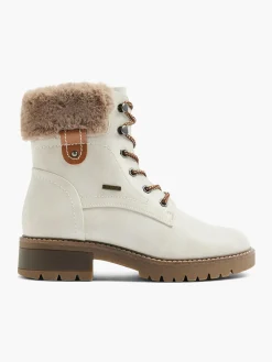 Off White Fur Lined Lace Up Boot