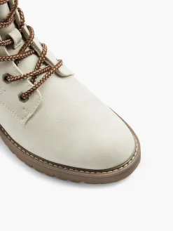 Off White Fur Lined Lace Up Boot