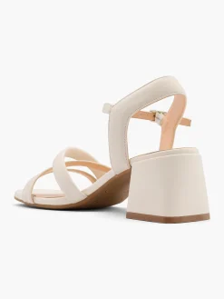 Off White Leather Block Heeled Sandal