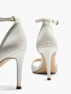 Off White Satin Wedding Collection Gem Detail High Heel Stiletto
