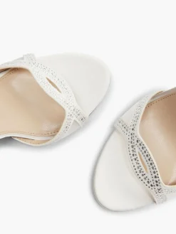 Off White Satin Wedding Collection Gem Detail High Heel Stiletto