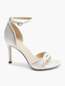 Off White Satin Wedding Collection Gem Detail High Heel Stiletto
