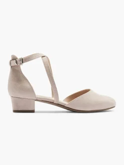 Pink Cross Strap Block Heels