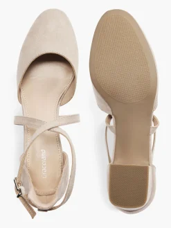 Pink Cross Strap Block Heels