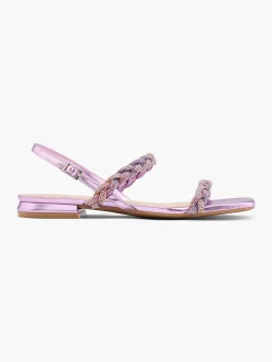 Pink Diamante Braided Strapped Sandal