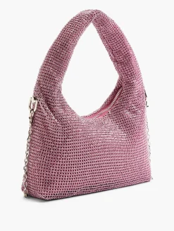 Pink Diamante Handbag with Adjustable Shoulder Strap