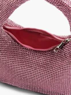 Pink Diamante Handbag with Adjustable Shoulder Strap