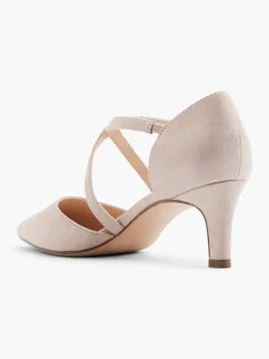 Pink Kitten Heels with Cross Over Straps