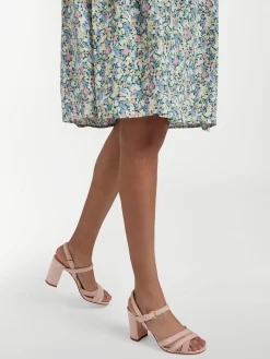 Pink Leather Heeled Sandal