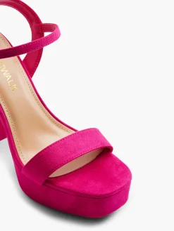 Pink Open Toe Platform Heeled Sandal