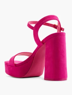 Pink Open Toe Platform Heeled Sandal