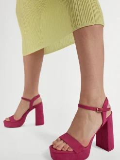 Pink Open Toe Platform Heeled Sandal