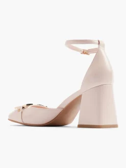 Pink Square Toe Block Heel with Snaffle Detail