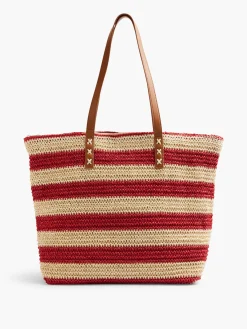 Red and Beige Striped Summer Bag