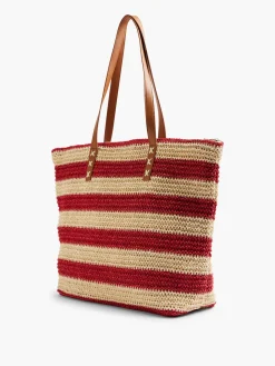 Red and Beige Striped Summer Bag