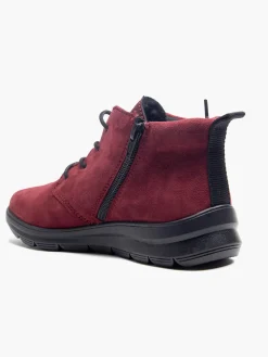 Red Low Cut Lace Up Ankle Boot