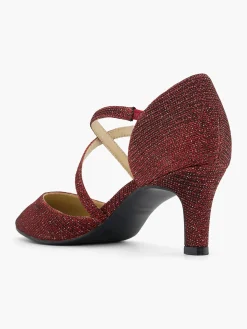 Red Sparkly Strapped Kitten Heel