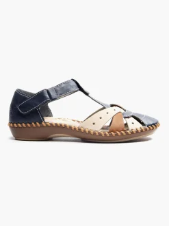 Rieker Beige and Navy Comfort Sandal
