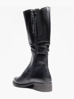 Rieker Black 3/4 Length Boot with Ruched Detailing